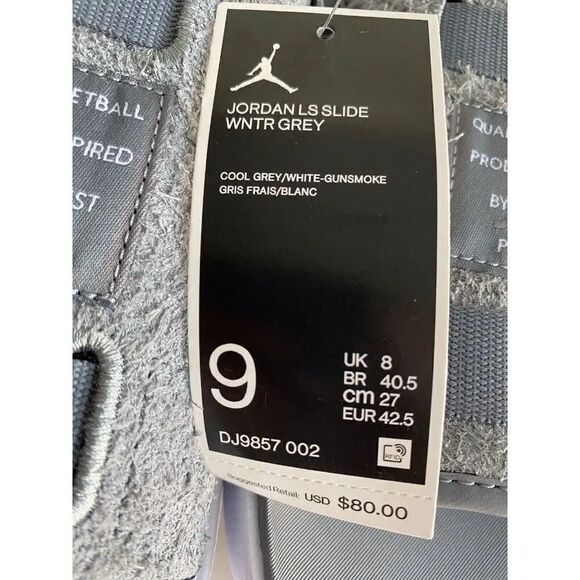 NIKE AIR JORDAN LS Slides Winter Grey Men’s Sz 9 DJ9857-002 NEW - Picture 3 of 11